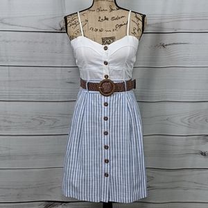 MINE Bodice Top/Blue and White Stripe Dress Sz S..